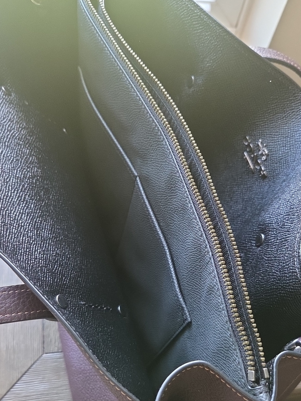 Coach Charlie 28 Carryall in Oxblood/Silver pebbled leather (Style #29529). - Picture 9 of 12